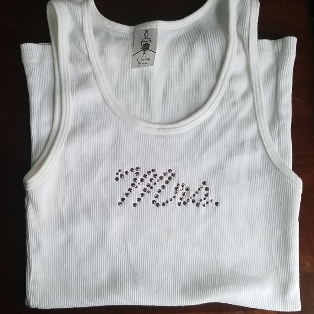PRICE DROP!! Mrs. Tank top with pink rhinestones